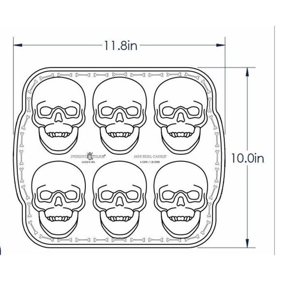 NWOB Nordic Ware Skull 6 Cakelet Bakeware Halloween, Day Of The Dead - Picture 12 of 12